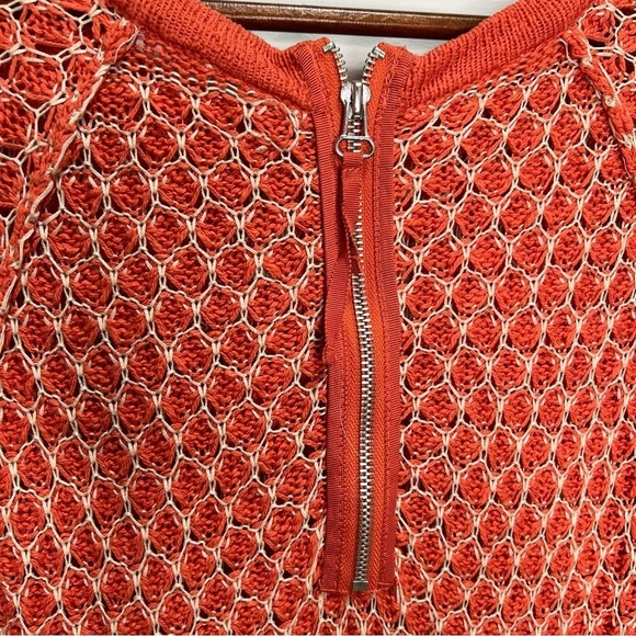 Anthropologie Moth Orange 100% Honeycomb Crew Neck Sweater Size Medium - Picture 5 of 11